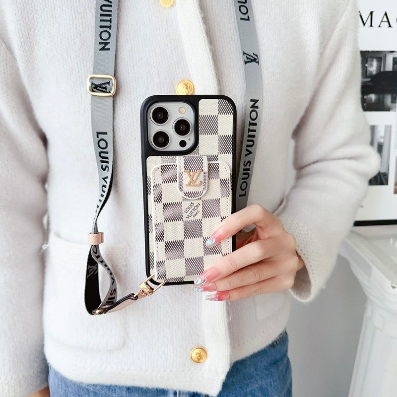 Husă pentru iPhone Lou Black & White Crossbody Card Bag