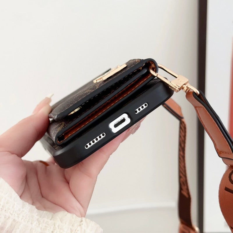 Étui pour iPhone avec chaîne à bandoulière et sac à cartes latéral Lou