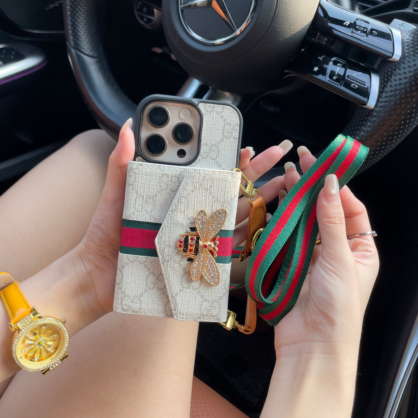 GG Advanced 크로스바디 아이폰 케이스, 카드 홀더 & 숄더 스트랩