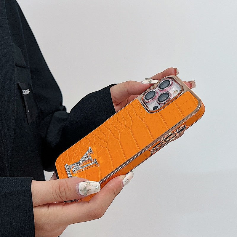 ルー ダイヤモンド ロゴ ローズゴールド iPhone ケース