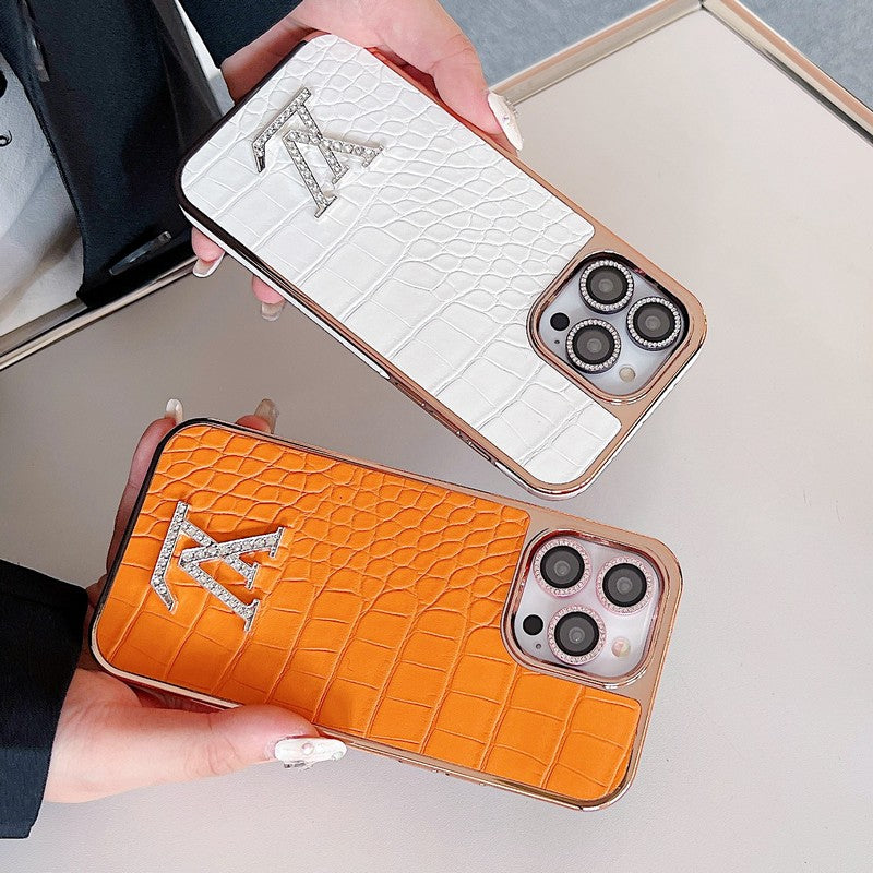 ルー ダイヤモンド ロゴ ローズゴールド iPhone ケース