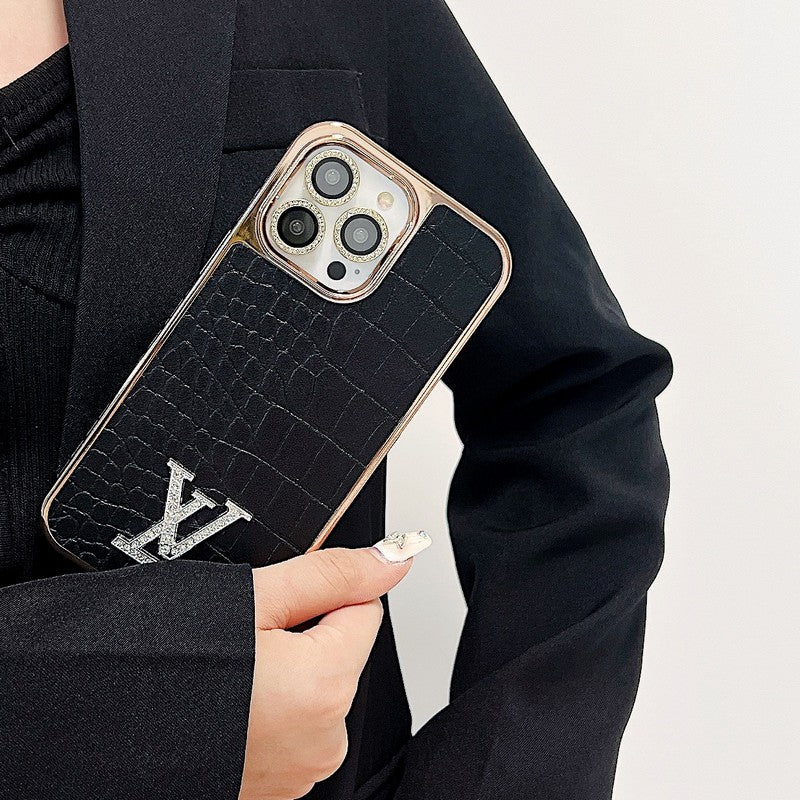 ルー ダイヤモンド ロゴ ローズゴールド iPhone ケース