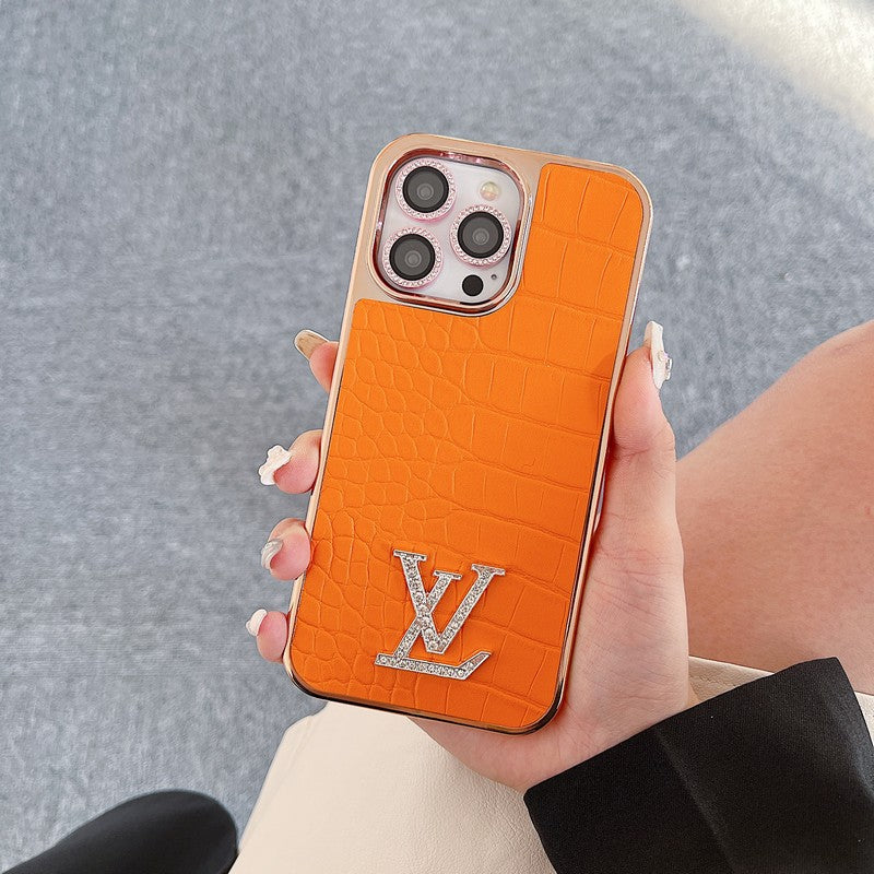 ルー ダイヤモンド ロゴ ローズゴールド iPhone ケース