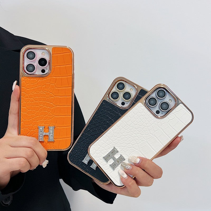 Herm Diamond Logo Rose Gold iPhone Case