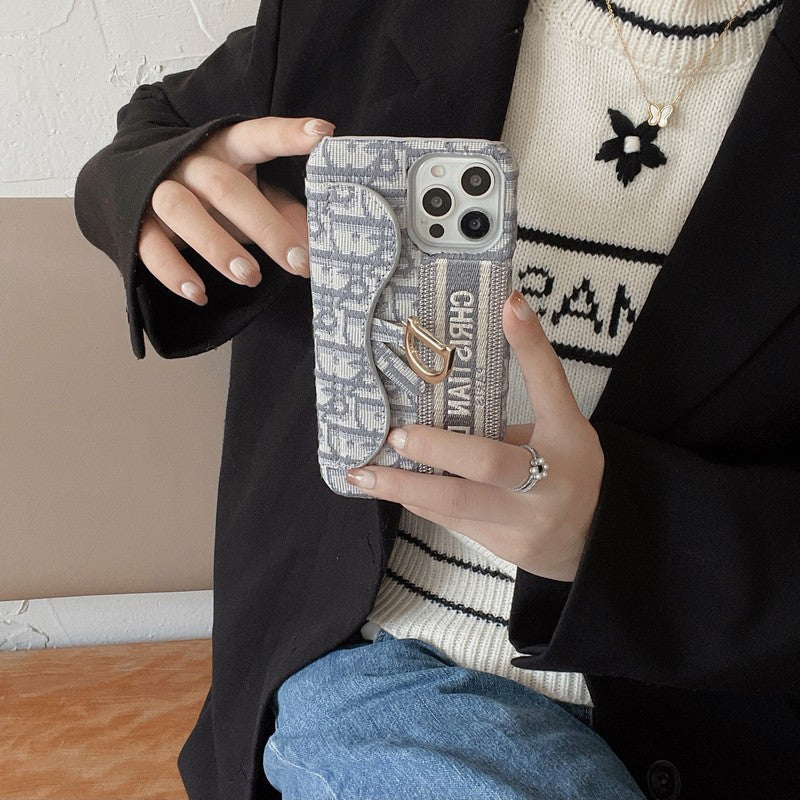 CD svart & grå tygkortväska iPhonefodral