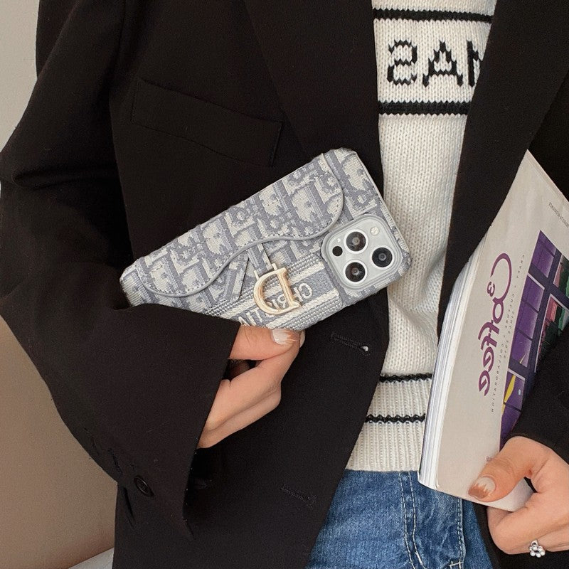 CD svart & grå tygkortväska iPhonefodral