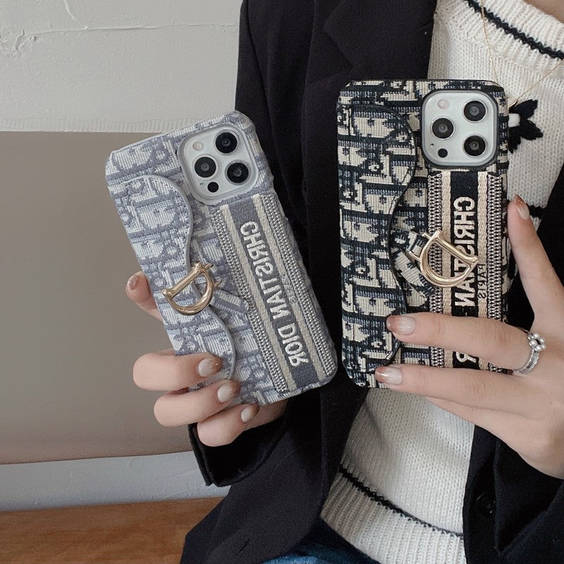 CD svart & grå tygkortväska iPhonefodral