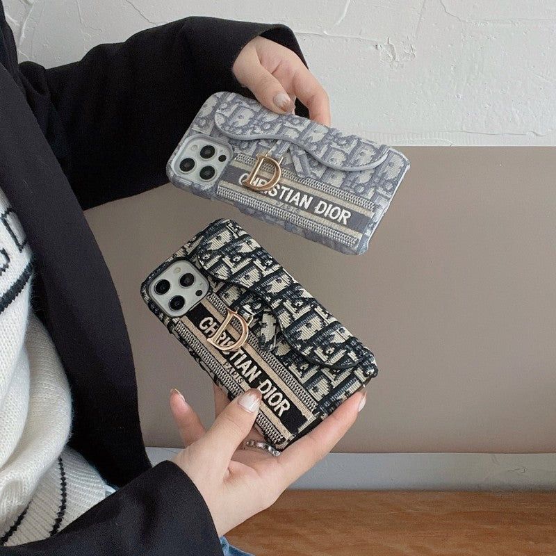 CD svart & grå tygkortväska iPhonefodral