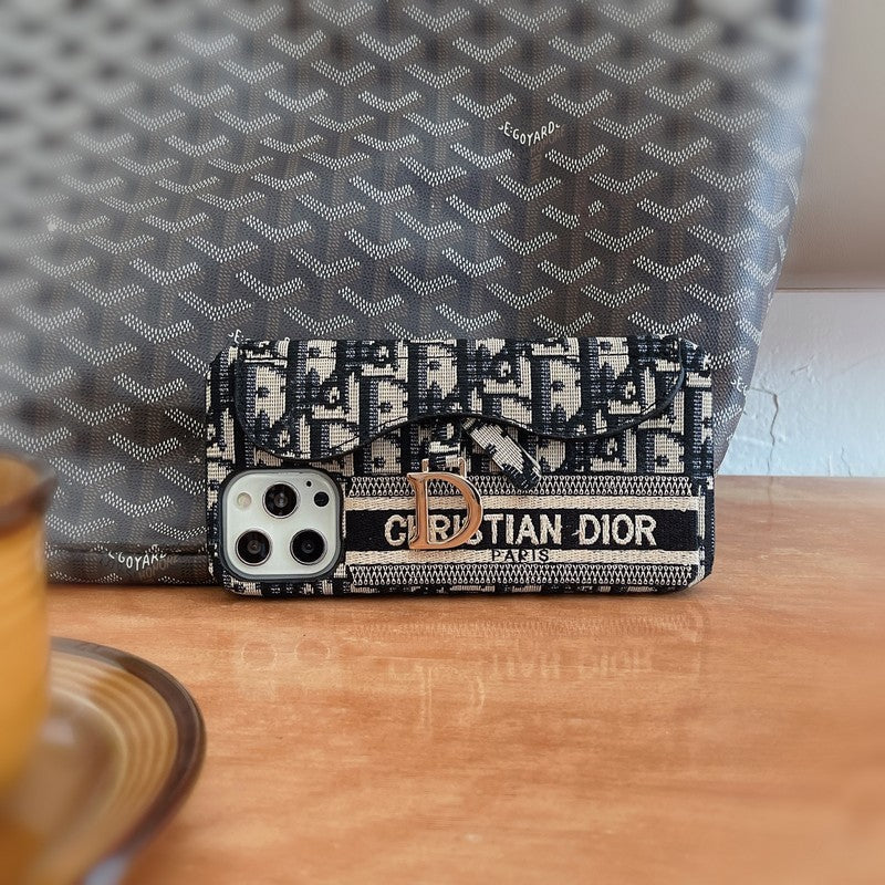 CD svart & grå tygkortväska iPhonefodral