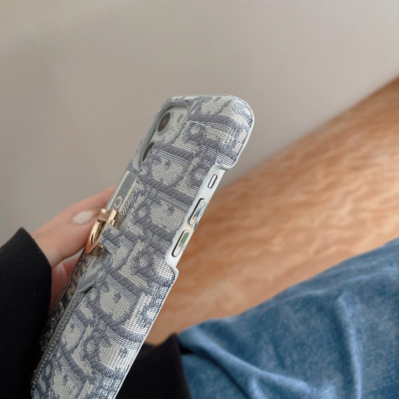 CD svart & grå tygkortväska iPhonefodral