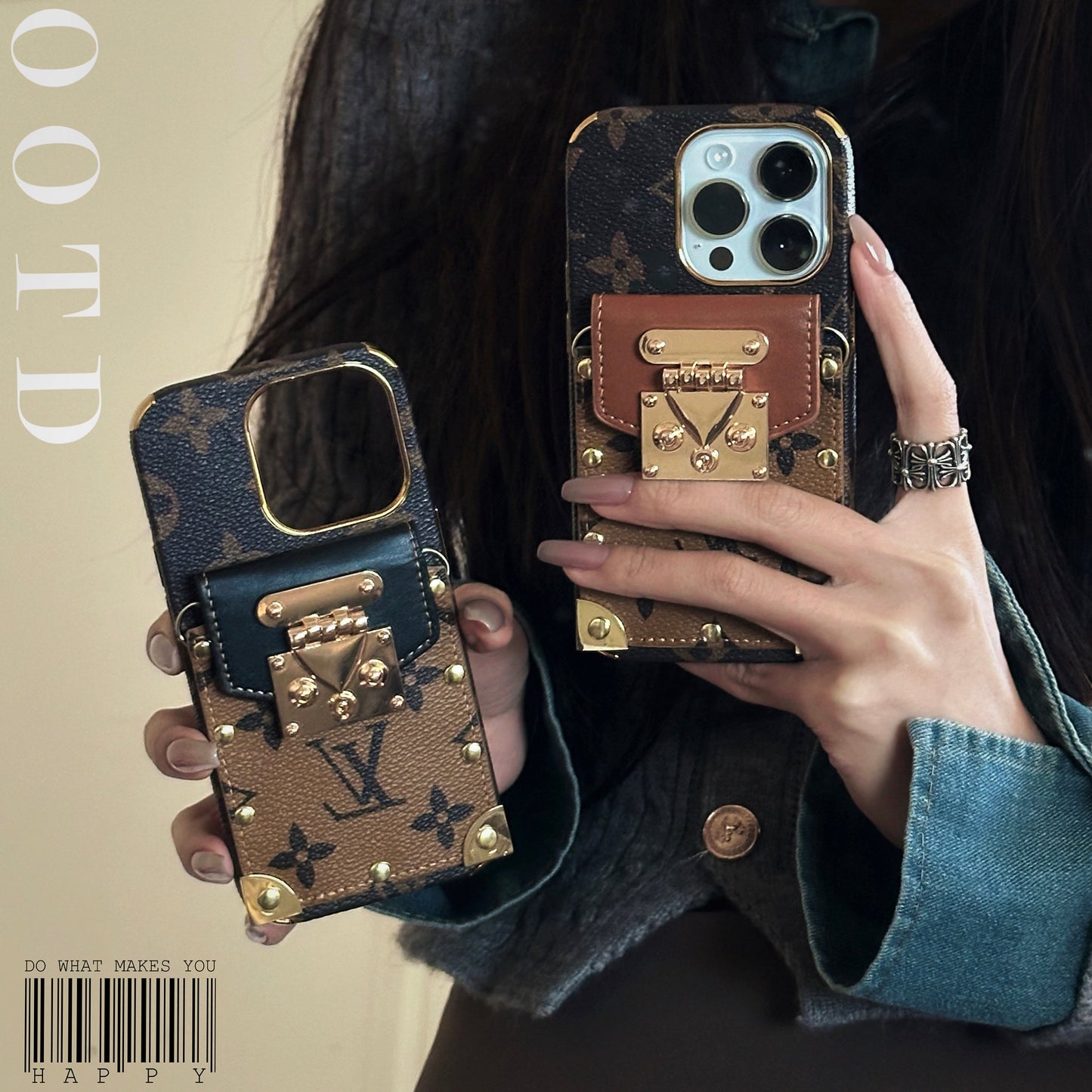 Étui pour iPhone en cuir avec chaîne Lou