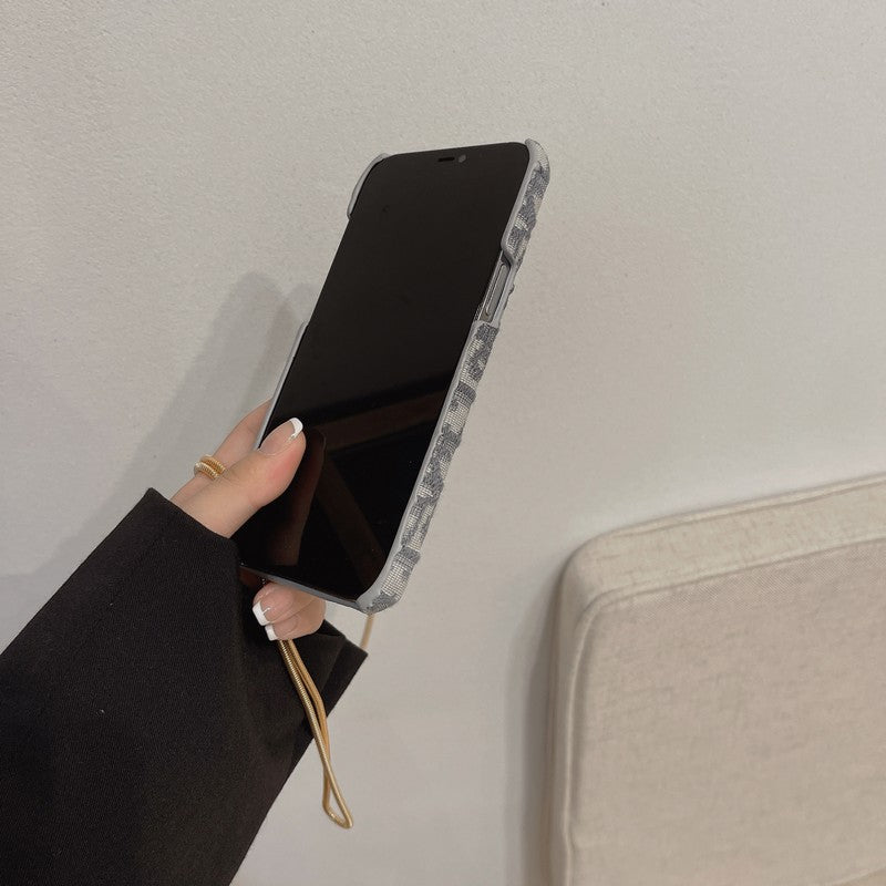 CD fekete és szürke szövet kártyatáska Crossbody iPhone tok