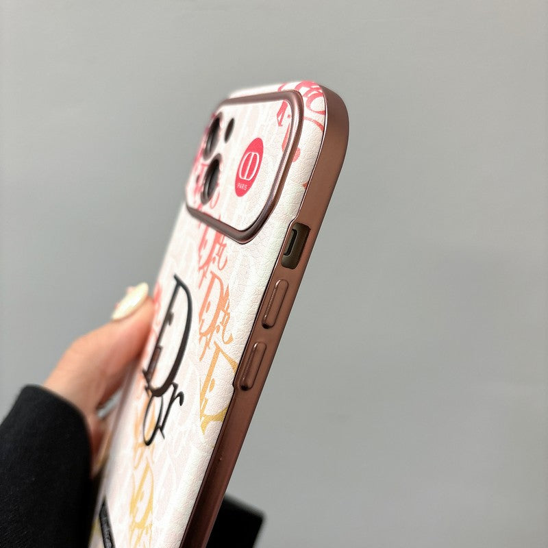 CD fehér és barna színű bőr iPhone tok