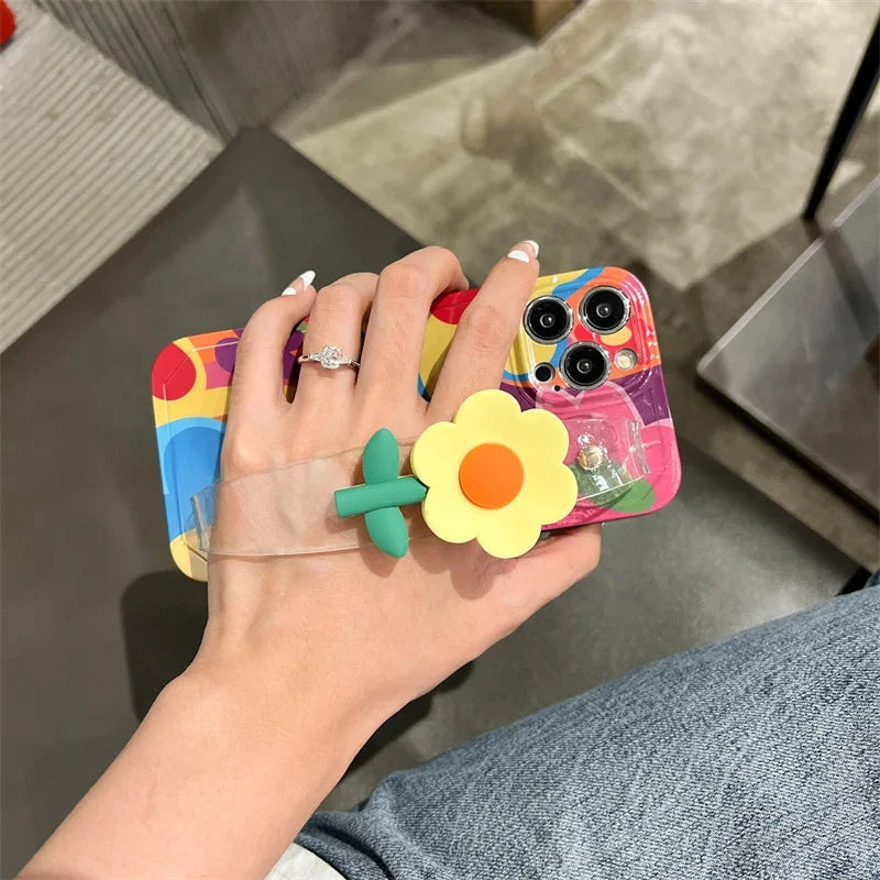 Květina se šňůrkou na krk silikonové pouzdro na iPhone