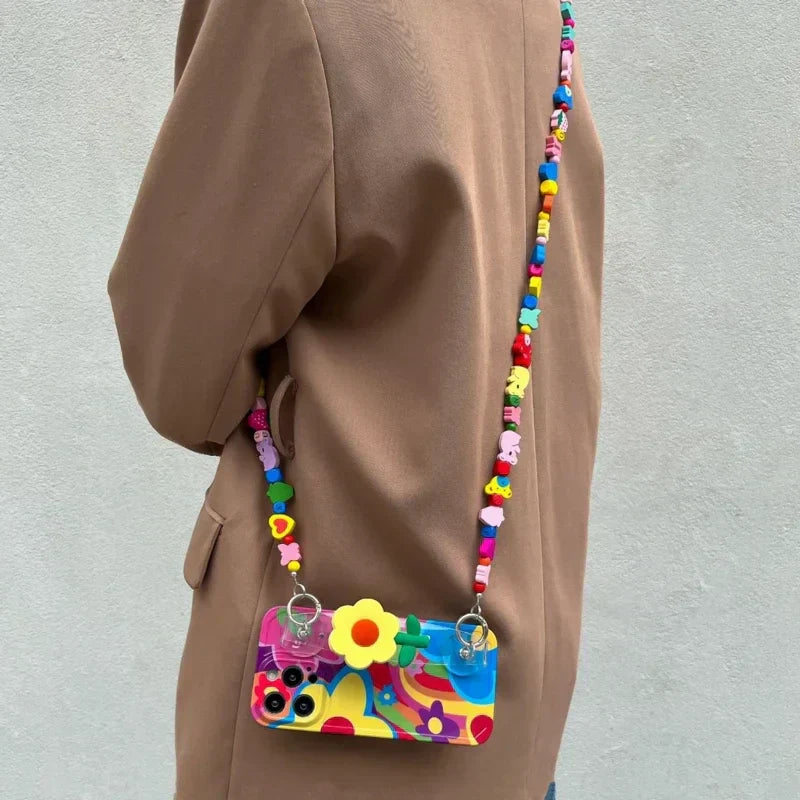 Květina se šňůrkou na krk silikonové pouzdro na iPhone