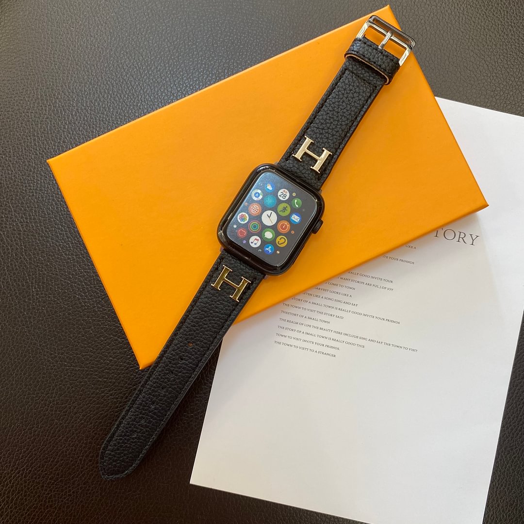 正品圖案皮革 Apple Watch 錶帶