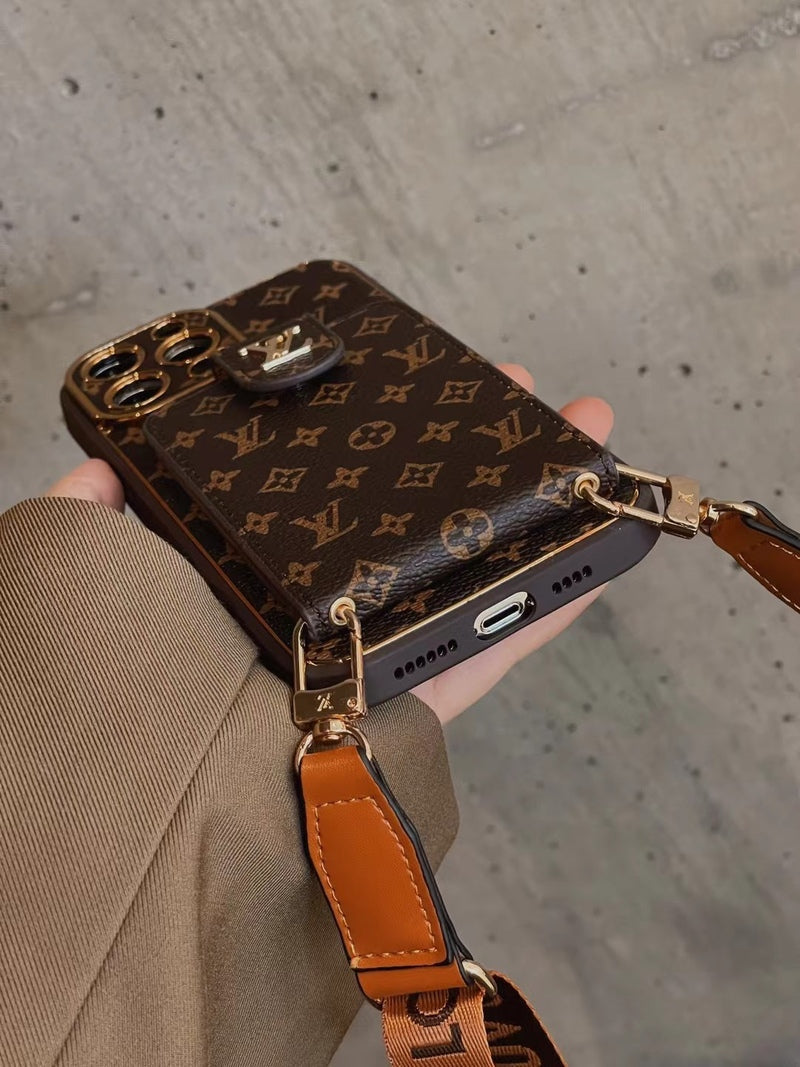 Avanceret læder iPhone-etui med kortpung og rem