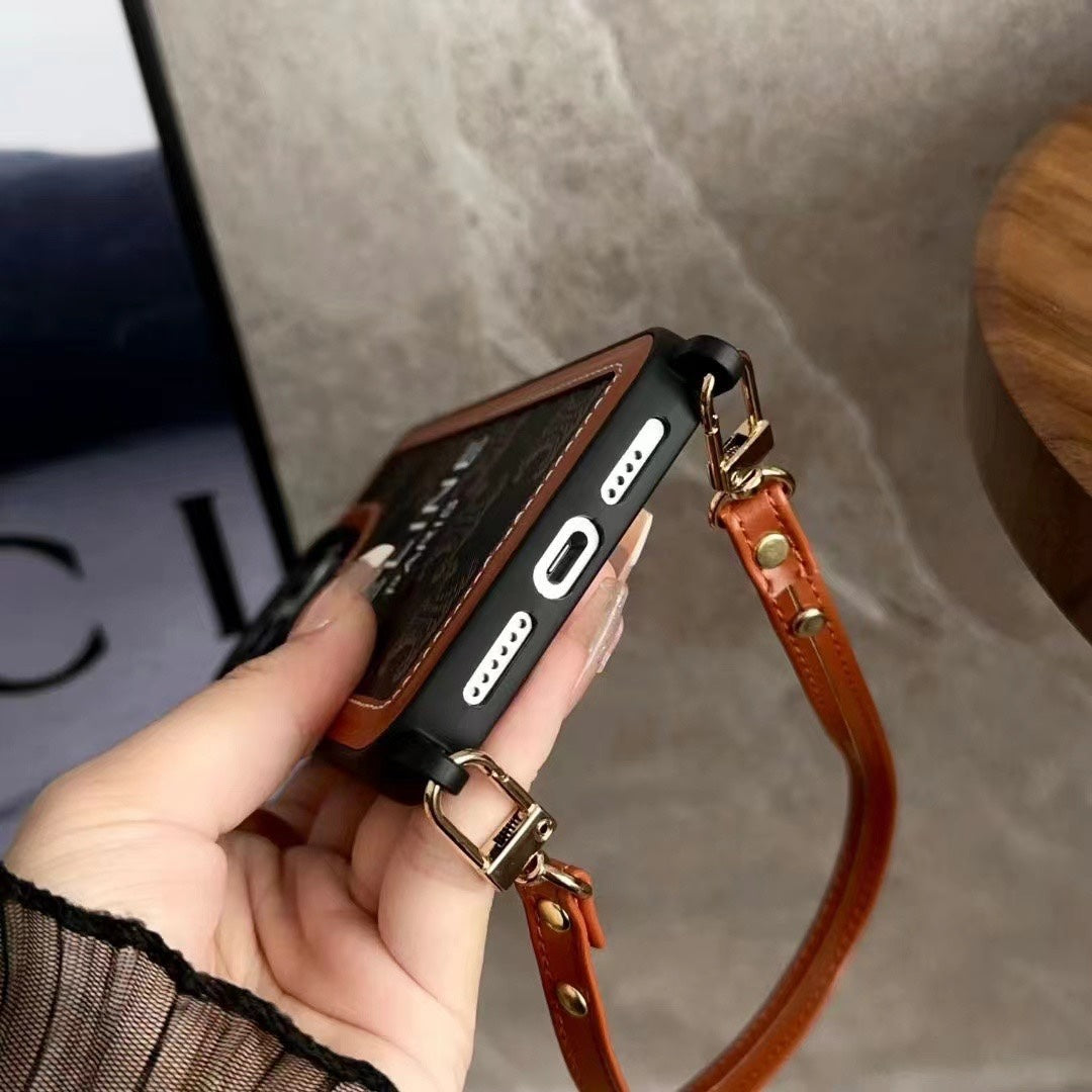 Capa Celine branca para iPhone com alça-SZ231124