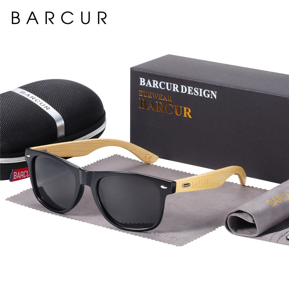 BARCUR Polarized Bamboo Solglasögon Män Trä Solglasögon Dam Märke Original Träglasögon Oculos de sol masculino