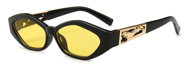 SHAUNA Diamond Sharp Fashion Metal Skákací Gepard Dekorace Módní Dámské Malé sluneční brýle Cat Eye