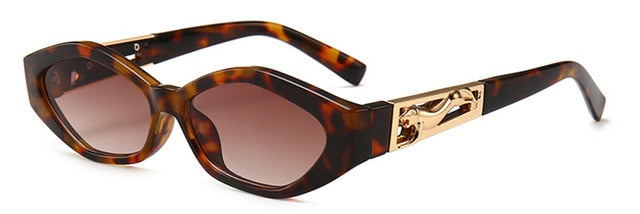 SHAUNA Diamond Sharp Mode Metall Hoppande Gepard Dekoration Mode Kvinnor Små Cat Eye Solglasögon