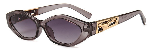 SHAUNA Diamond Sharp Fashion Metal Skákací Gepard Dekorace Módní Dámské Malé sluneční brýle Cat Eye