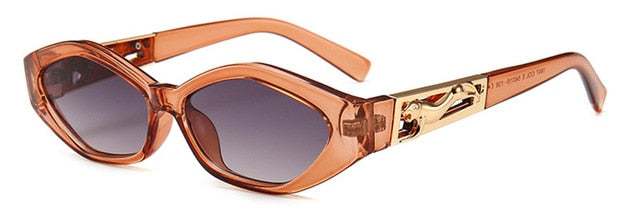 SHAUNA Diamond Sharp Fashion Metal Skákací Gepard Dekorace Módní Dámské Malé sluneční brýle Cat Eye