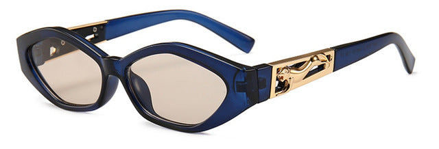 SHAUNA Diamond Sharp Fashion Metal Skákací Gepard Dekorace Módní Dámské Malé sluneční brýle Cat Eye