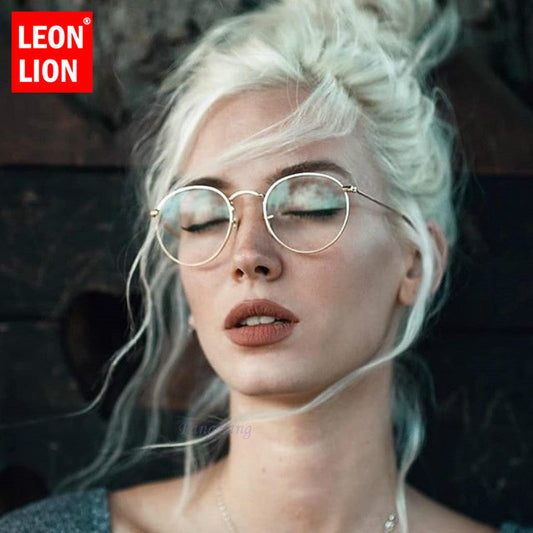 LeonLion Mirror Metal Solglasögon Dam Vintage Brand Designer Platta Runda Glasögon UV400 Street Beat Oculos De Sol Gafas