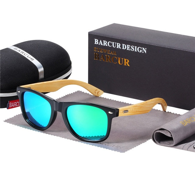BARCUR Polarized Bamboo Solglasögon Män Trä Solglasögon Dam Märke Original Träglasögon Oculos de sol masculino