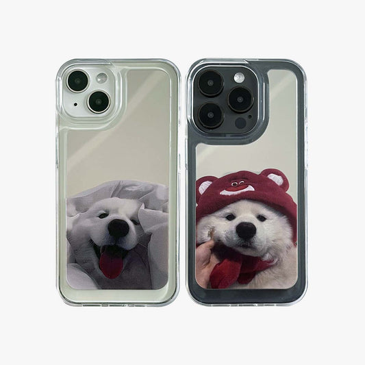 Speil iPhone-deksel | Par hunder Samoyed (Kjøp 2 og få 50 % rabatt på én)